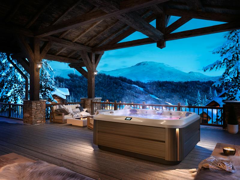 Outdoor hot tub spa lifestyle scene for cozy spa season