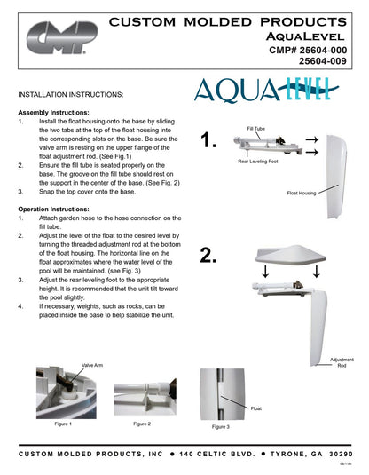 CMP AquaLevel float assembly and adjustment illustrations