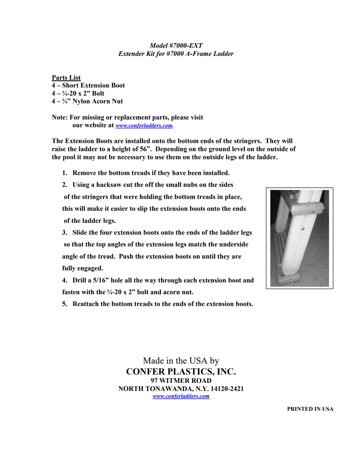 Confer 7000-EXT extension boot installation detail