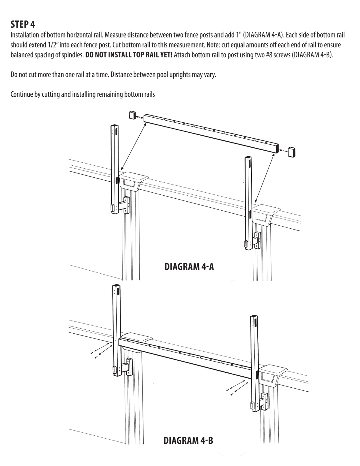 GLI Protect-A-Pool manufacturer horizontal rail assembly diagram