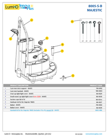 InnovaPlas Majestic 8005 manufacturer component diagram identifying replacement deck support 700-0092; step sold separately