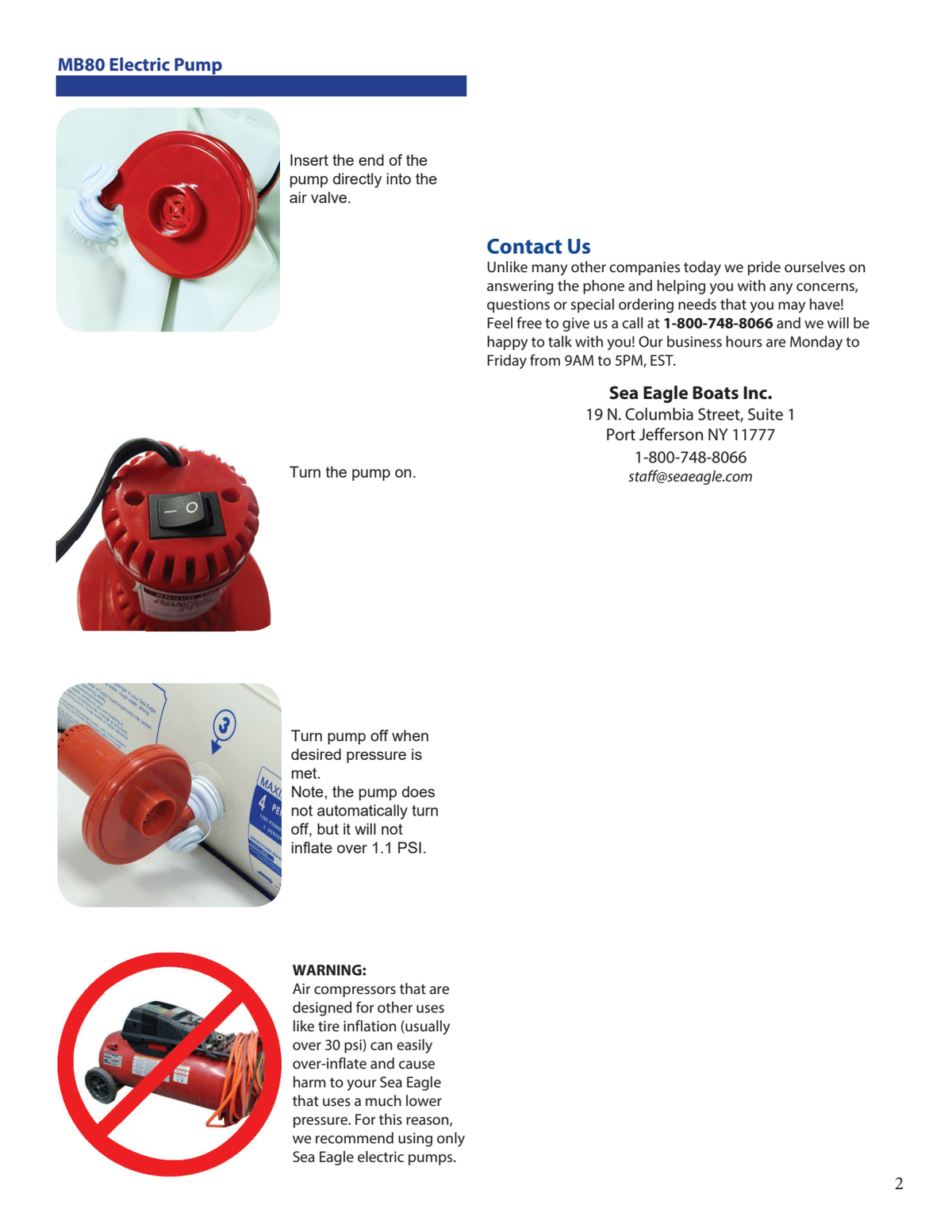 Sea Eagle MB80 electric pump inflation and switch close-ups
