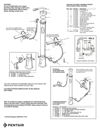 Pentair Rainbow 300-29X manufacturer exploded assembly and plumbing installation diagrams