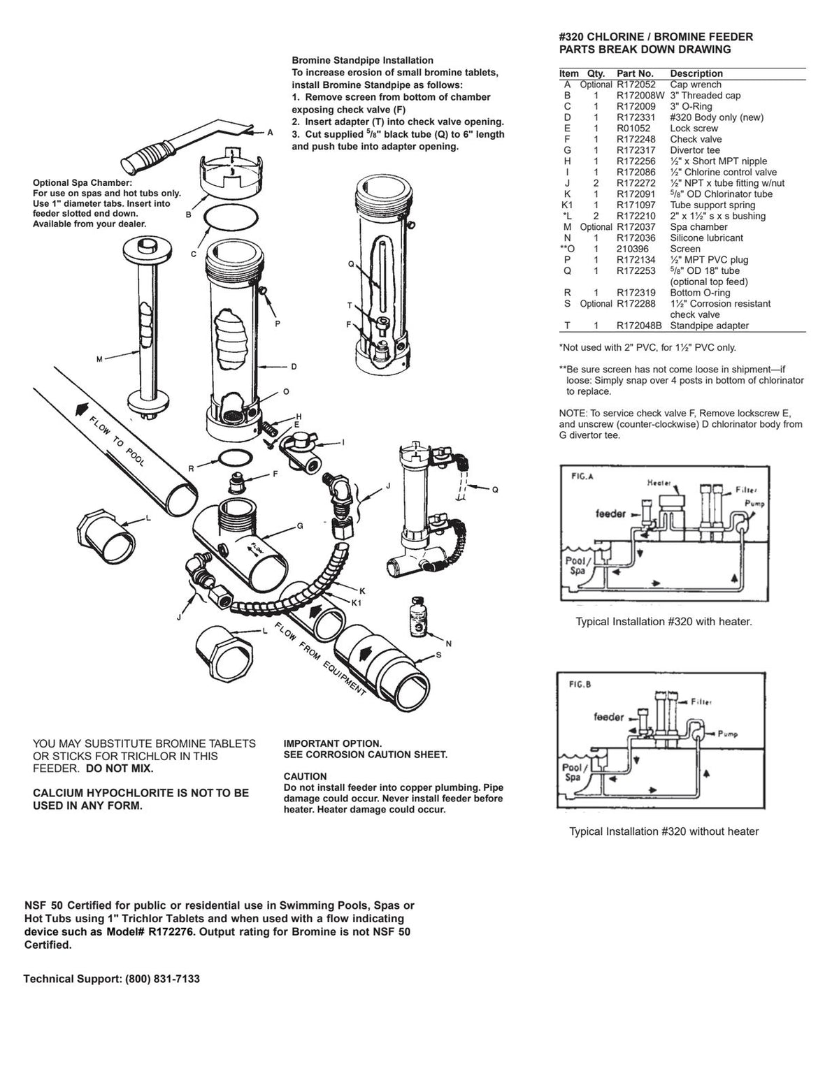 Pentair Rainbow 320 manufacturer exploded assembly and typical plumbing installation diagrams
