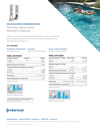 Pentair Rainbow 300 and 320 manufacturer comparison and installation overview