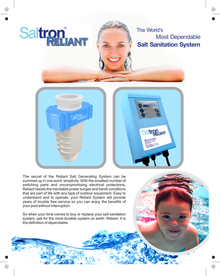 Solaxx Saltron Reliant manufacturer brochure showing the salt cell and controller