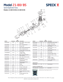 Speck 21-80 BS pump and strainer exploded assembly