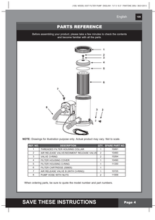 Intex Type B cartridge 59905 installation location, item 6; one cartridge shown in compatible 633T pump assembly; listing contains six cartridges