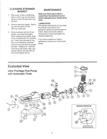 Lomart Ultra ProMega Plus pump exploded assembly and automatic timer wiring diagram