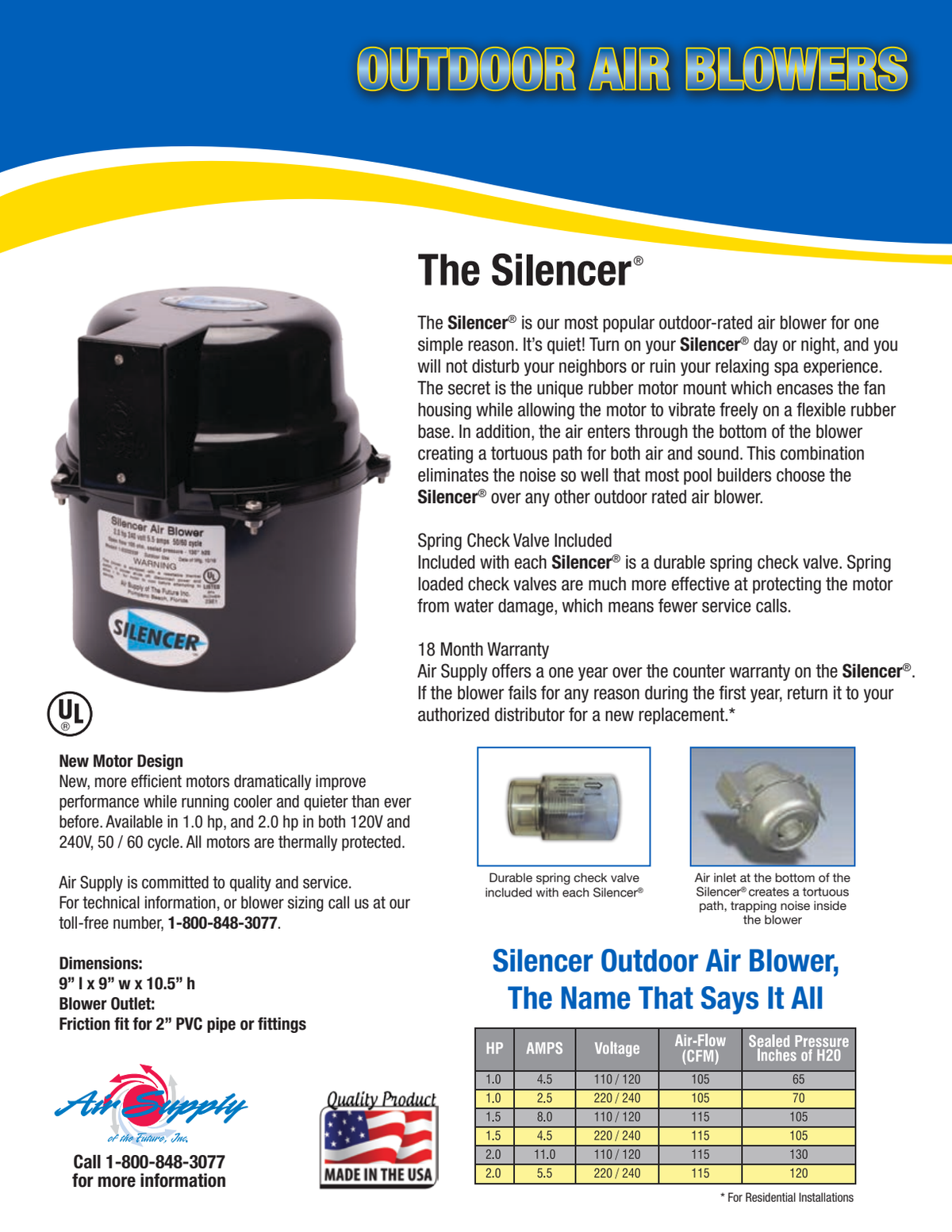 Air Supply Silencer blower motor-mount cutaway and air-path features