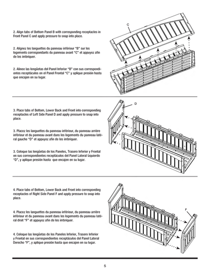 Suncast PB6700 patio storage bench seat and back assembly