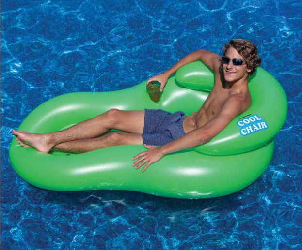 Swimline 90415 CoolChair - green lounge in use, manufacturer catalog