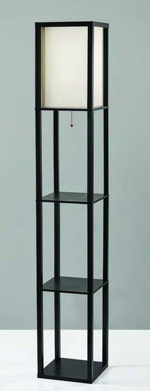 Adesso Wright 3138-01 black shelf floor lamp - unlit manufacturer view