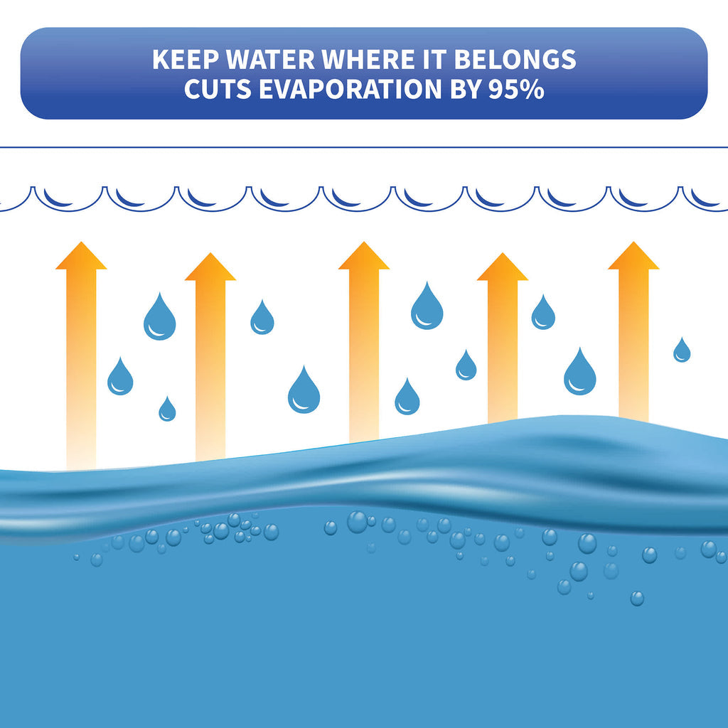 Blue Wave solar blanket water evaporation reduction illustration
