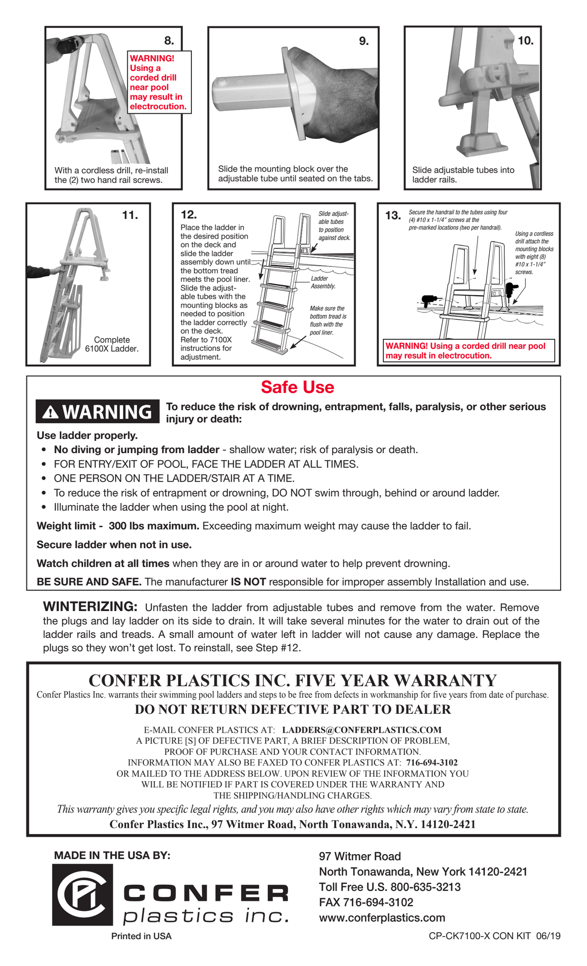 Confer manufacturer CK7100-X conversion-kit assembly photo instructions — page 2 of 2; ladder sold separately