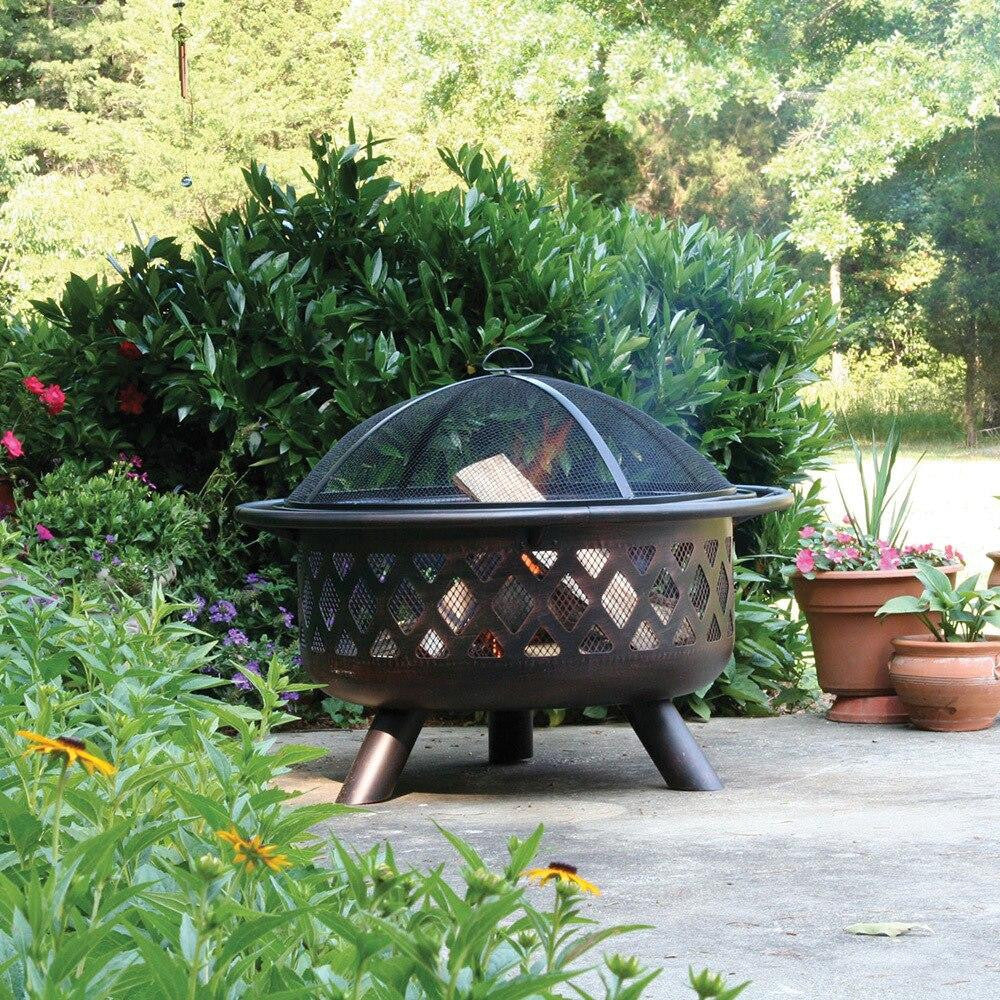 Endless Summer Endless Summer 30 Inch Oil Rubbed Bronze Wood Burning Outdoor Fire Pit with Lattice Design
