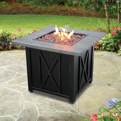 Endless Summer Endless Summer LP Gas Outdoor Fire Pit with Weathered Wood Grain Printed Mantel