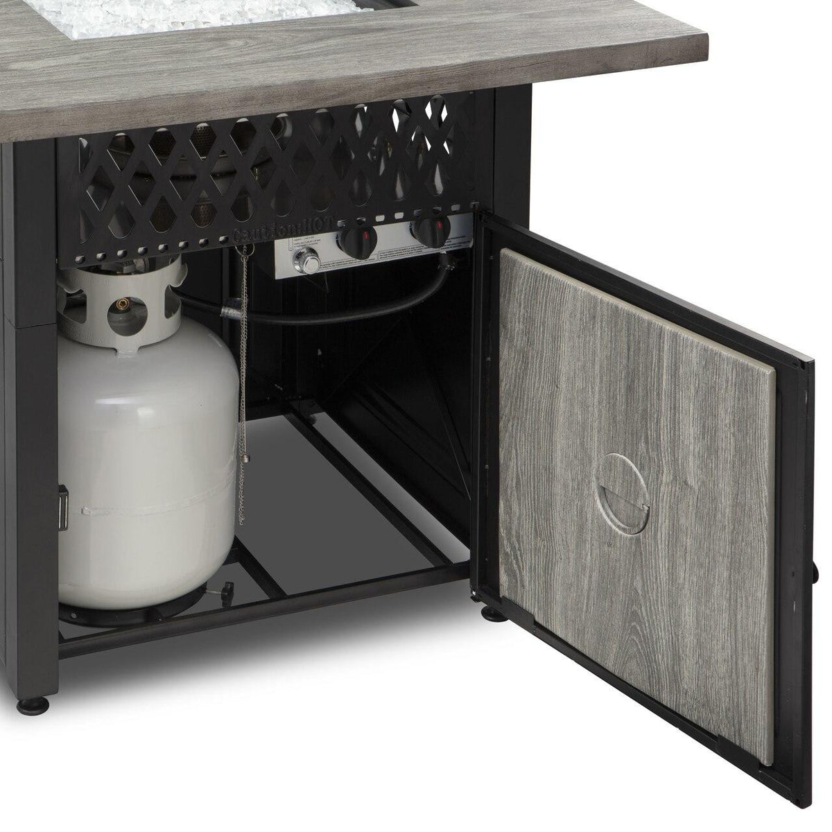 Endless Summer The Dakota Dual Heat LP Gas Outdoor Firepit with Wood Look Resin Mantel