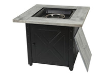 Endless Summer The Mason 30 Square Gas Outdoor Fire Pit with Printed Wood Lat look Cement Resin Mantel