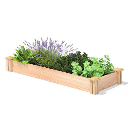 FastFurnishings 16 in x 48 in Low Profile Cedar Raised Garden Bed - Made In USA