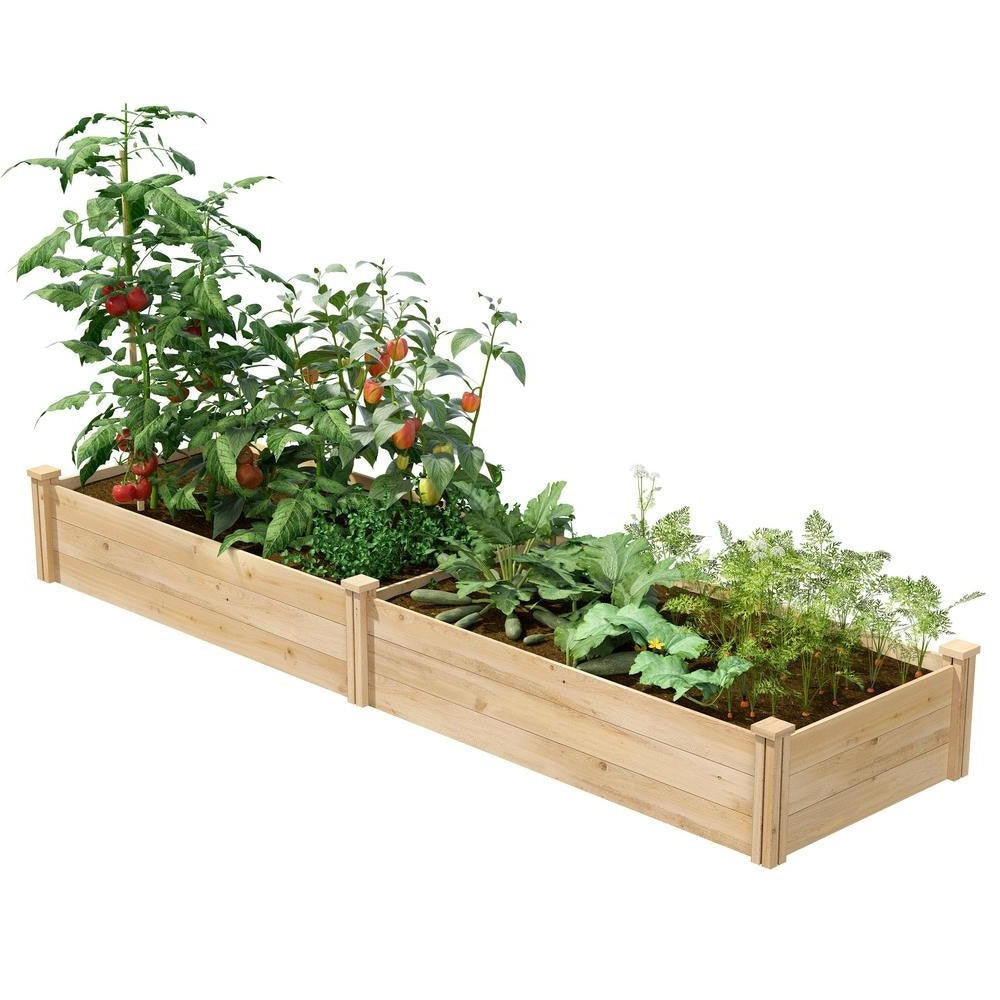 FastFurnishings 2 ft x 8 ft Cedar Wood Raised Garden Bed - Made in USA