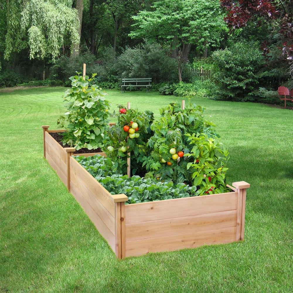 FastFurnishings 2 ft x 8 ft Cedar Wood Raised Garden Bed - Made in USA