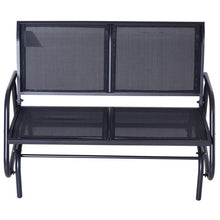 FastFurnishings 2 Seater Mesh Outdoor Patio Swing Glider Dark Gray