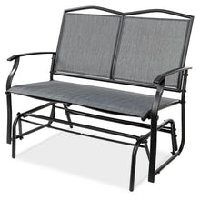FastFurnishings 2 Seater Mesh Patio Loveseat Swing Glider Rocker with Armrests in Grey