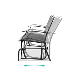 FastFurnishings 2 Seater Mesh Patio Loveseat Swing Glider Rocker with Armrests in Grey