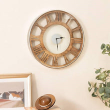 FastFurnishings 20-inch Classic Farmhouse Natural Wood Roman Numerals Wall Clock