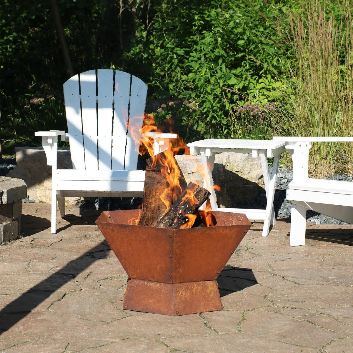 FastFurnishings 23 Inch  Rustic Steel Affinity Fire Pit