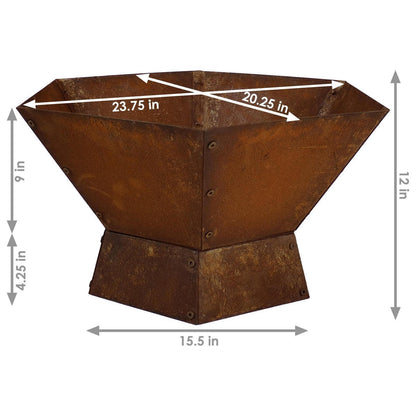 FastFurnishings 23 Inch  Rustic Steel Affinity Fire Pit