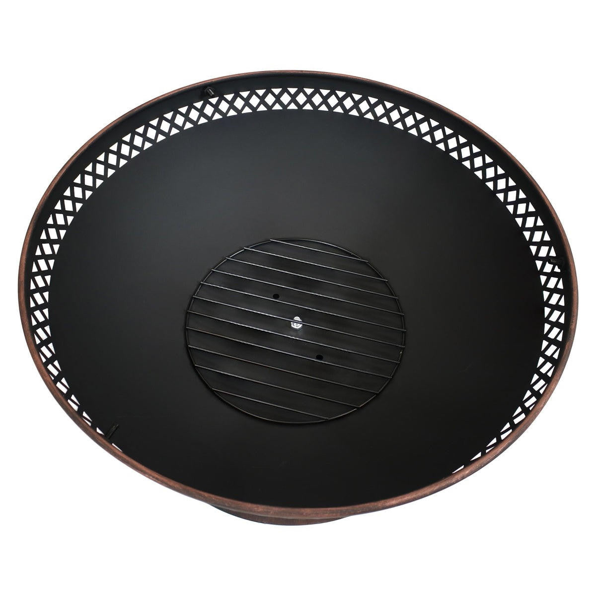 FastFurnishings 25 Inch Copper Chalice Steel Fire Pit with Spark Screen