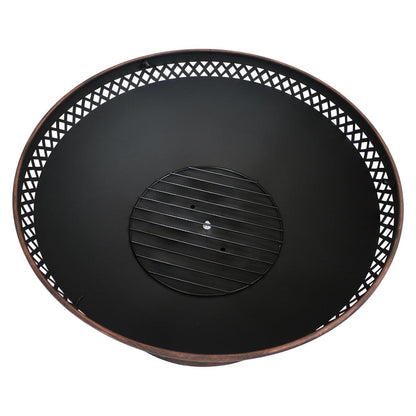 FastFurnishings 25 Inch Copper Chalice Steel Fire Pit with Spark Screen