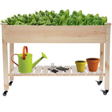 FastFurnishings 2ft x 4ft Outdoor Solid Fir Wood Raised Garden Bed Planter Box on Locking Wheels