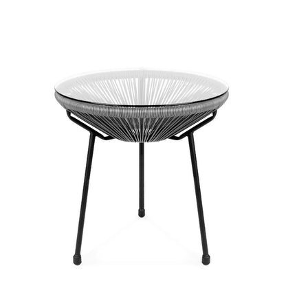 FastFurnishings 3 Piece Grey Oval Patio Woven Rocking Chair Bistro Set
