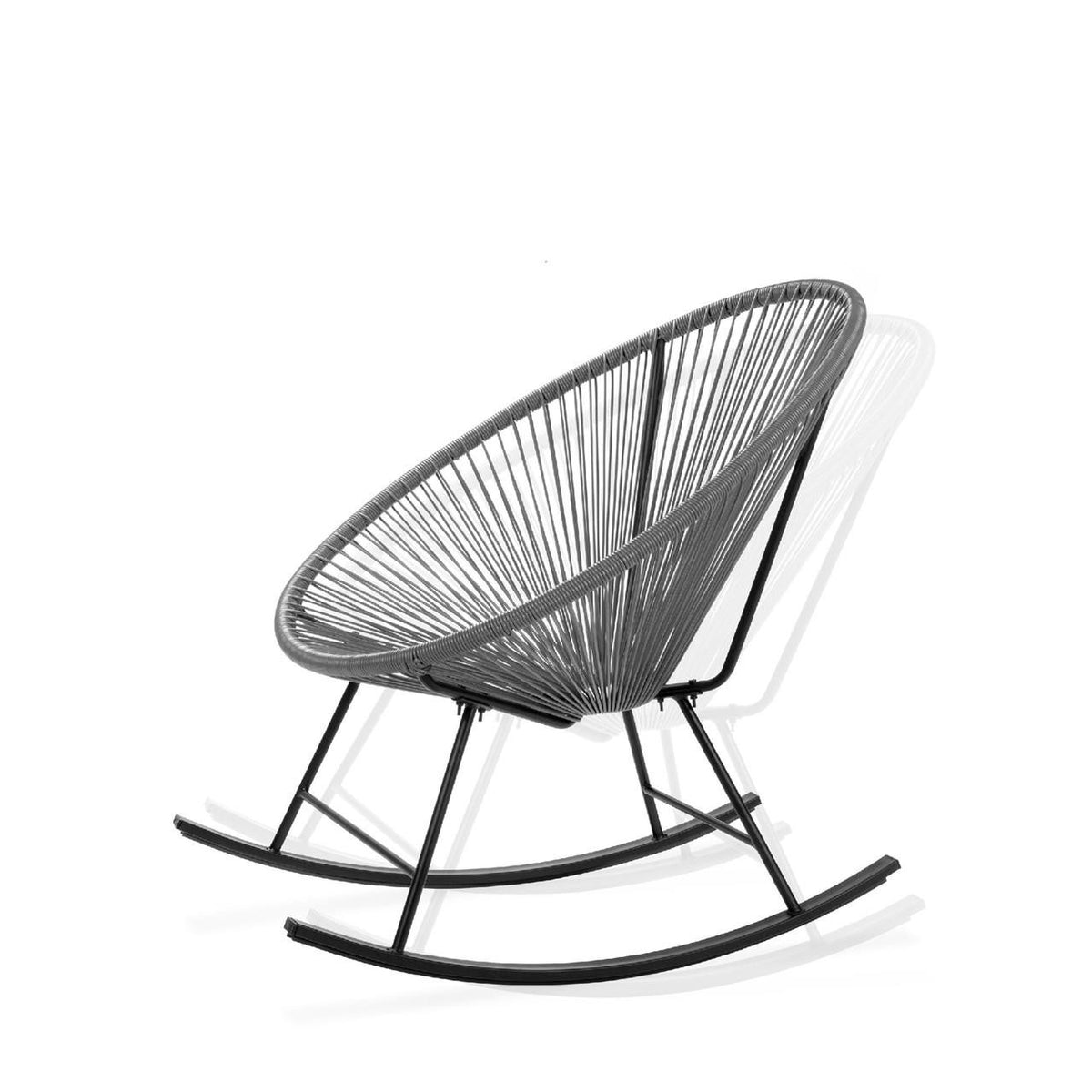 FastFurnishings 3 Piece Grey Oval Patio Woven Rocking Chair Bistro Set