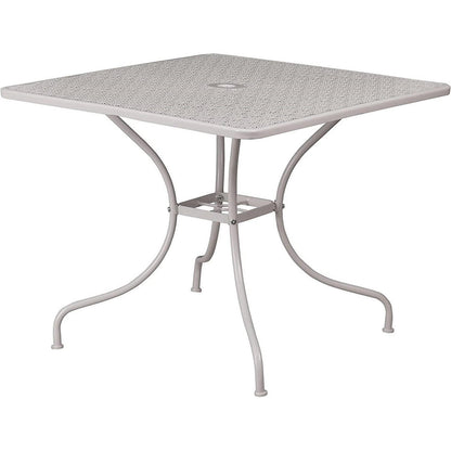 FastFurnishings 3-Piece Grey Steel Metal Outdoor Patio Furniture Set with 2 Chairs and 1 Table