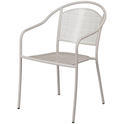 FastFurnishings 3-Piece Grey Steel Metal Outdoor Patio Furniture Set with 2 Chairs and 1 Table