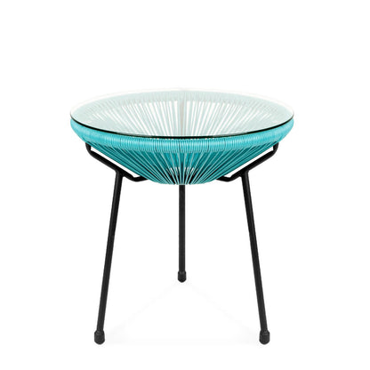 FastFurnishings 3 Piece Teal Oval Patio Woven Rocking Chair Bistro Set