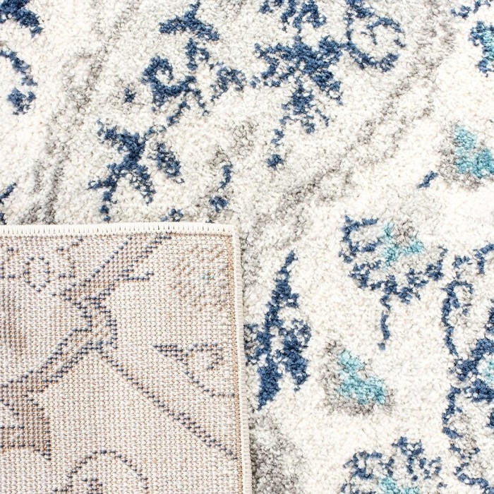 FastFurnishings 3' x 5' Coastal Blue Grey Damask Indoor Area Rug
