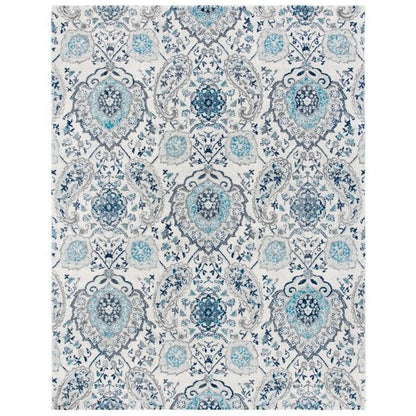 FastFurnishings 3' x 5' Coastal Blue Grey Damask Indoor Area Rug