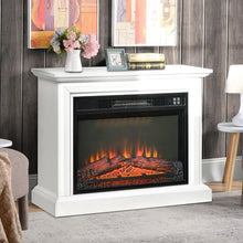 FastFurnishings 31 inch White Electric Fireplace Heater Dimmable Flame Effect and Mantel w/ Remote Control