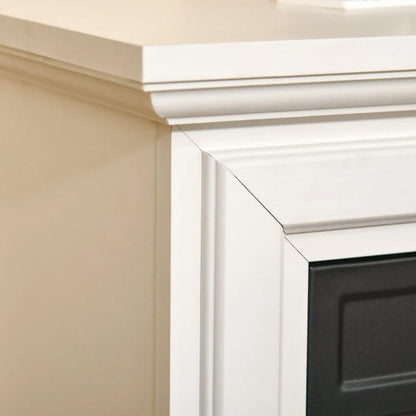 FastFurnishings 31 inch White Electric Fireplace Heater Dimmable Flame Effect and Mantel w/ Remote Control