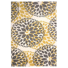 FastFurnishings 3'1" x 5' Grey Yellow Floral Woven Stain Resistant Polypropylene Area Rug
