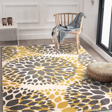 FastFurnishings 3'1" x 5' Grey Yellow Floral Woven Stain Resistant Polypropylene Area Rug