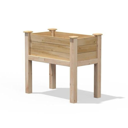 FastFurnishings 32 in x 16 in x 31 in Elevated Cedar Wood Raised Garden Bed - Made in USA