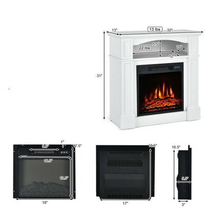 FastFurnishings 32 inch 1,400 Watt Electric TV Stand Fireplace with Shelf White