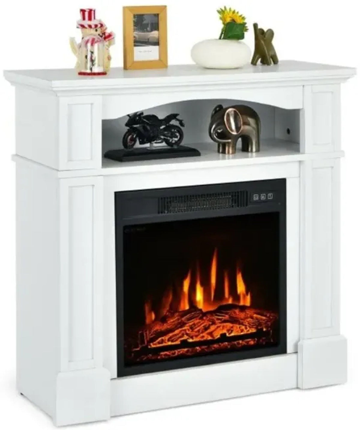 FastFurnishings 32 inch 1,400 Watt Electric TV Stand Fireplace with Shelf White