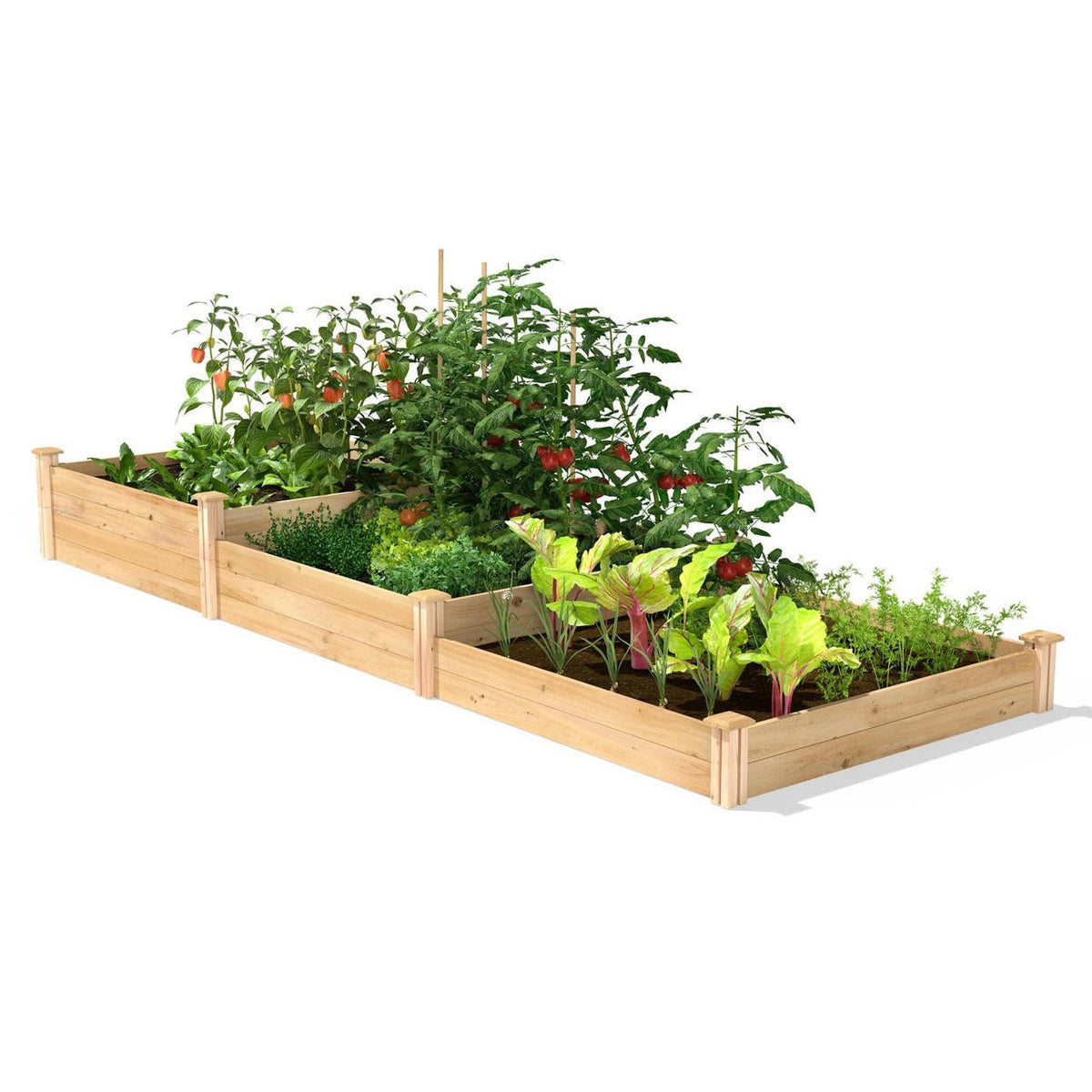 FastFurnishings 4 ft x 12 ft Cedar Wood 3 Tier Raised Garden Bed - Made in USA